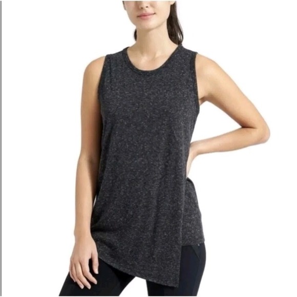 Athleta Heathered Charcoal Grey Asymmetrical Hem Tank Top Women's Size Small E03 - Picture 2 of 6